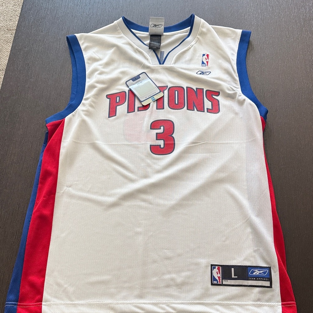 Reebok Pistons White and Red Jersey